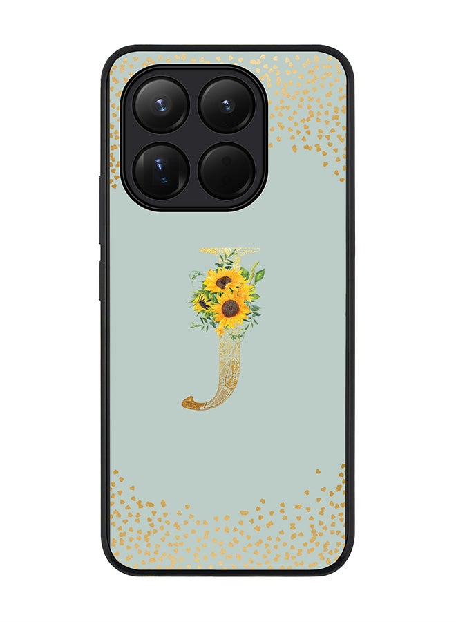For Xiaomi 15T Case,Slim fit Camera Protection, Shockproof Thin Phone cover  - Custom Floral Monogram - J  (Light Grey )